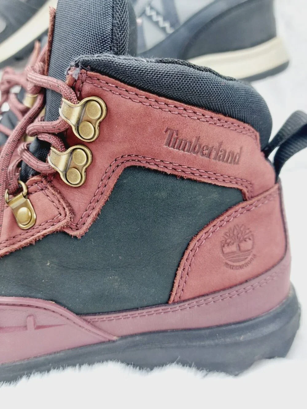 Set Of 2 Timberland Merrell Boy's Gray Burgundy Ankle Winter Snow Boots Size 2